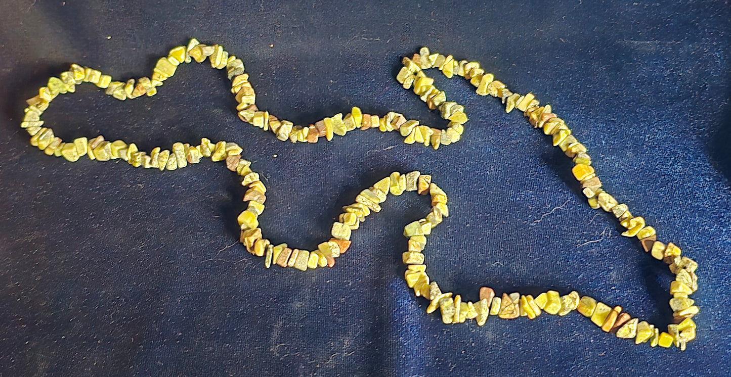 Yellow Turquoise Chip Necklace for Tranquility and Communication