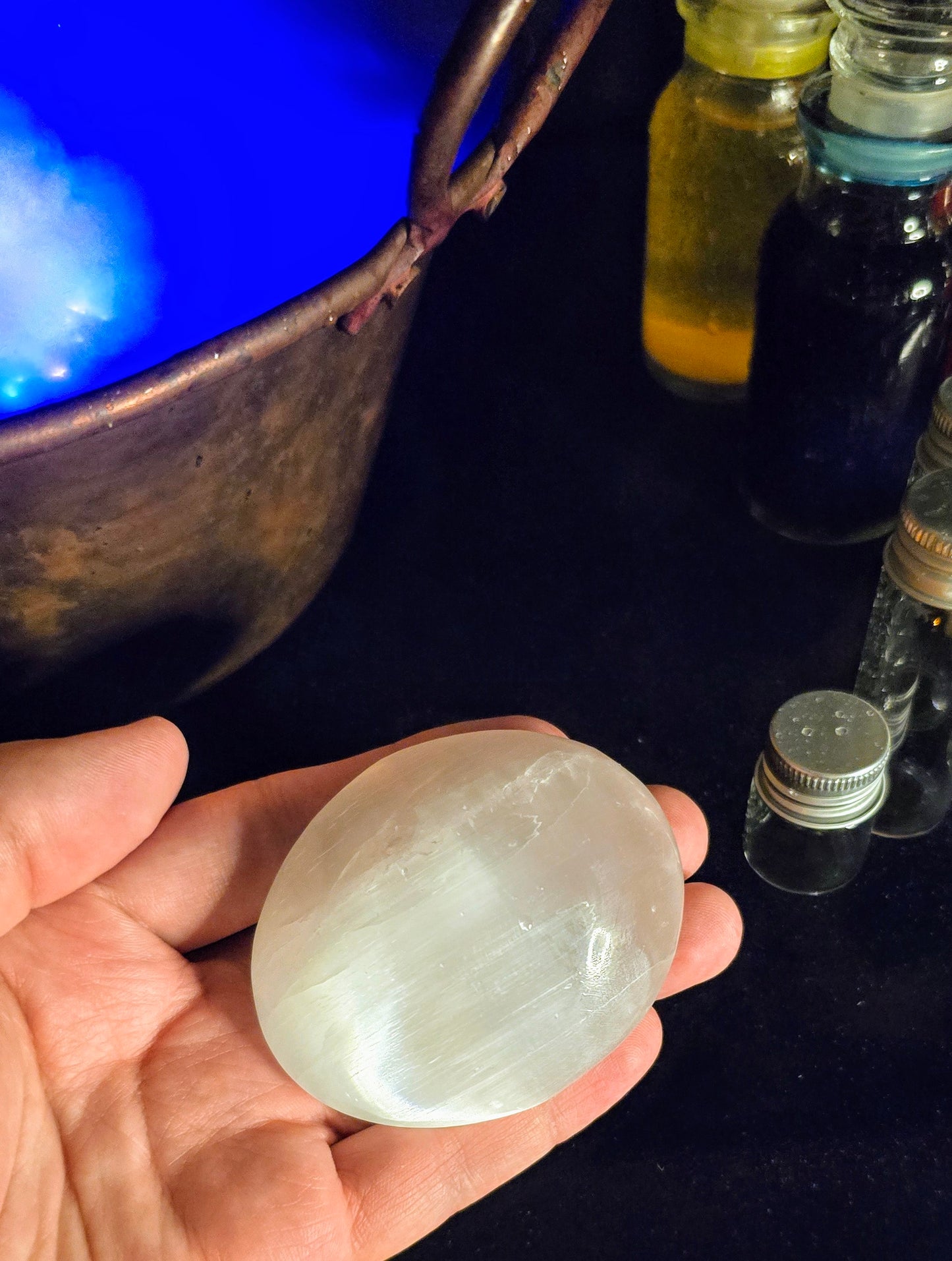 White Selenite Oval for Cleansing and Energy Flow
