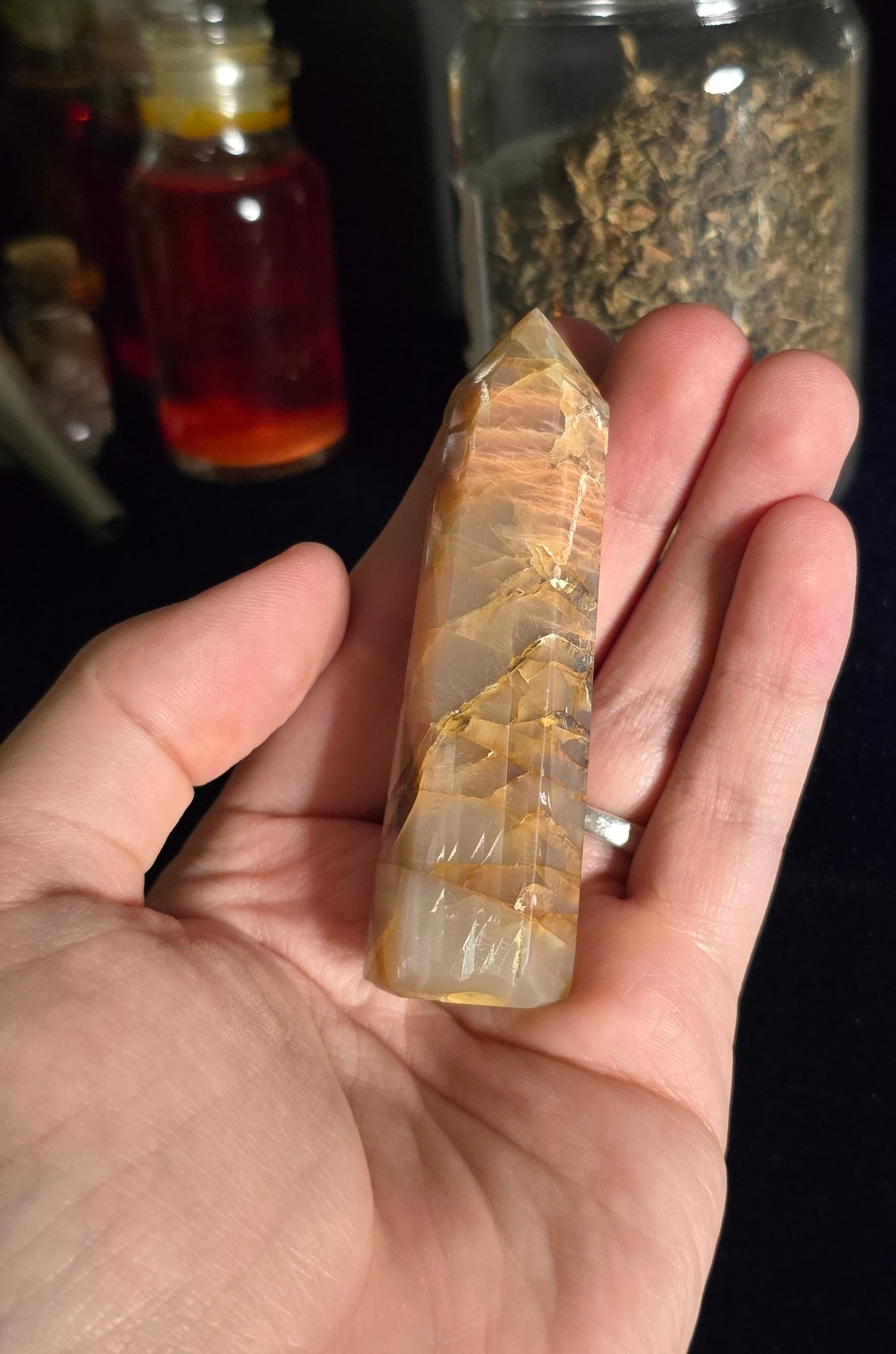 Peach/Yellow Moonstone Point Obelisk – Metaphysical | Natural Peach/Yellow Moonstone for Emotional Balance| Crystal for Meditation & Ritual Use