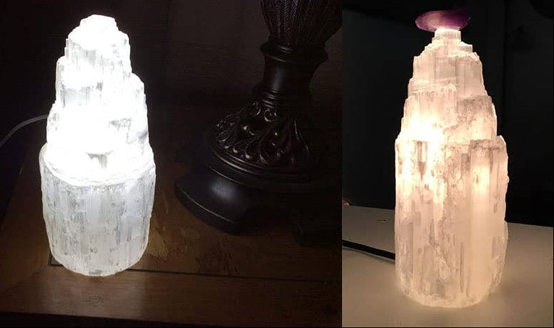 Selenite Tower Lamp – Purification & Soft Light | Natural Selenite for Energy Cleansing | Crystal Lamp for Meditation & Home Décor