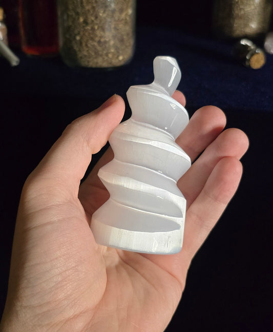 Selenite Spinel Tower – Protection & Purification | Natural Selenite for Energy Cleansing | Crystal Tower for Meditation & Display