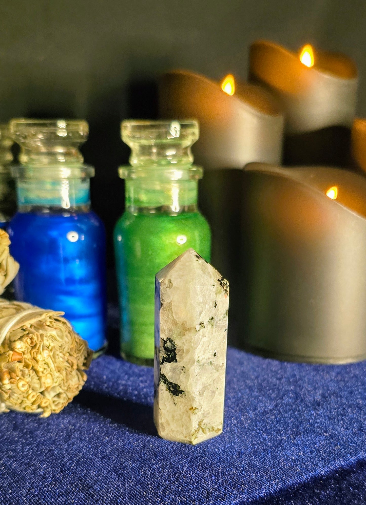 Rainbow Moonstone Obelisk for Protection and Cleansing