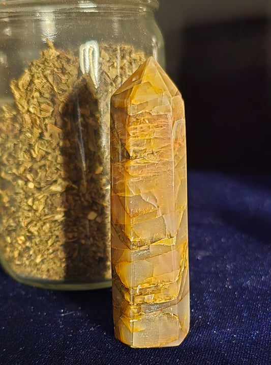 Peach/Yellow Moonstone Point Obelisk – Metaphysical | Natural Peach/Yellow Moonstone for Emotional Balance| Crystal for Meditation & Ritual Use