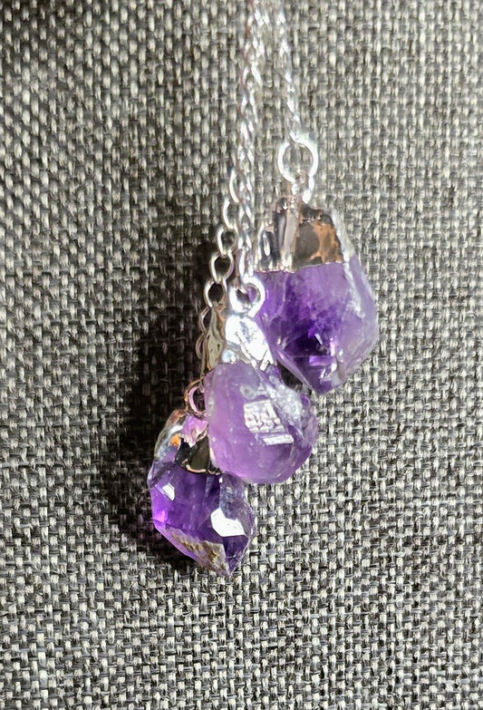 Rough Pendant Amethyst and Black Tourmaline