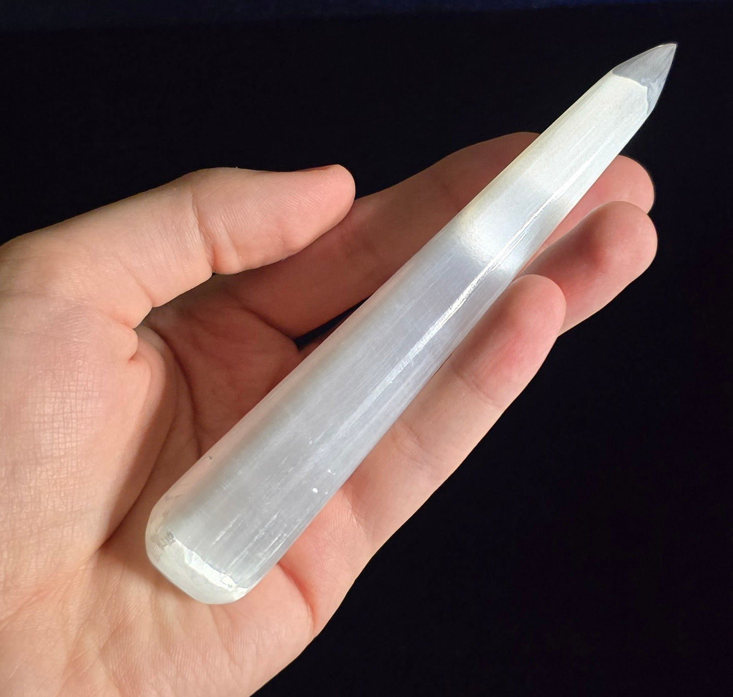 Selenite Conical Wand – Clarity & Energy Flow | Natural Selenite for Purification | Crystal for Meditation & Ritual Use