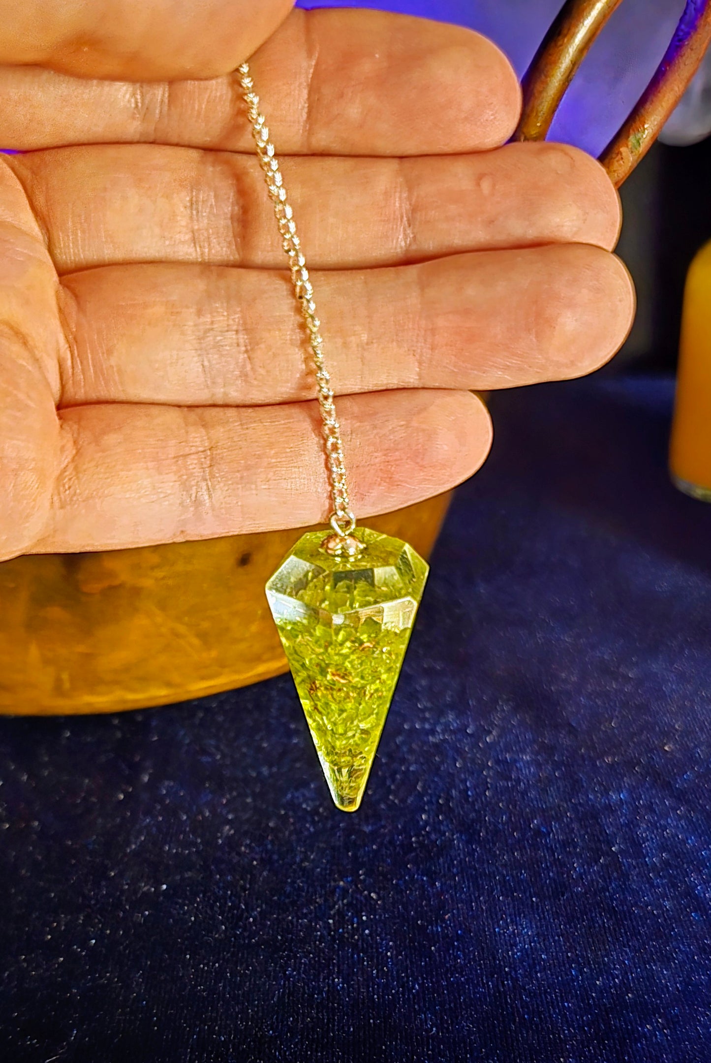 Peridot Orgone Pendulum for Healing and Harmony