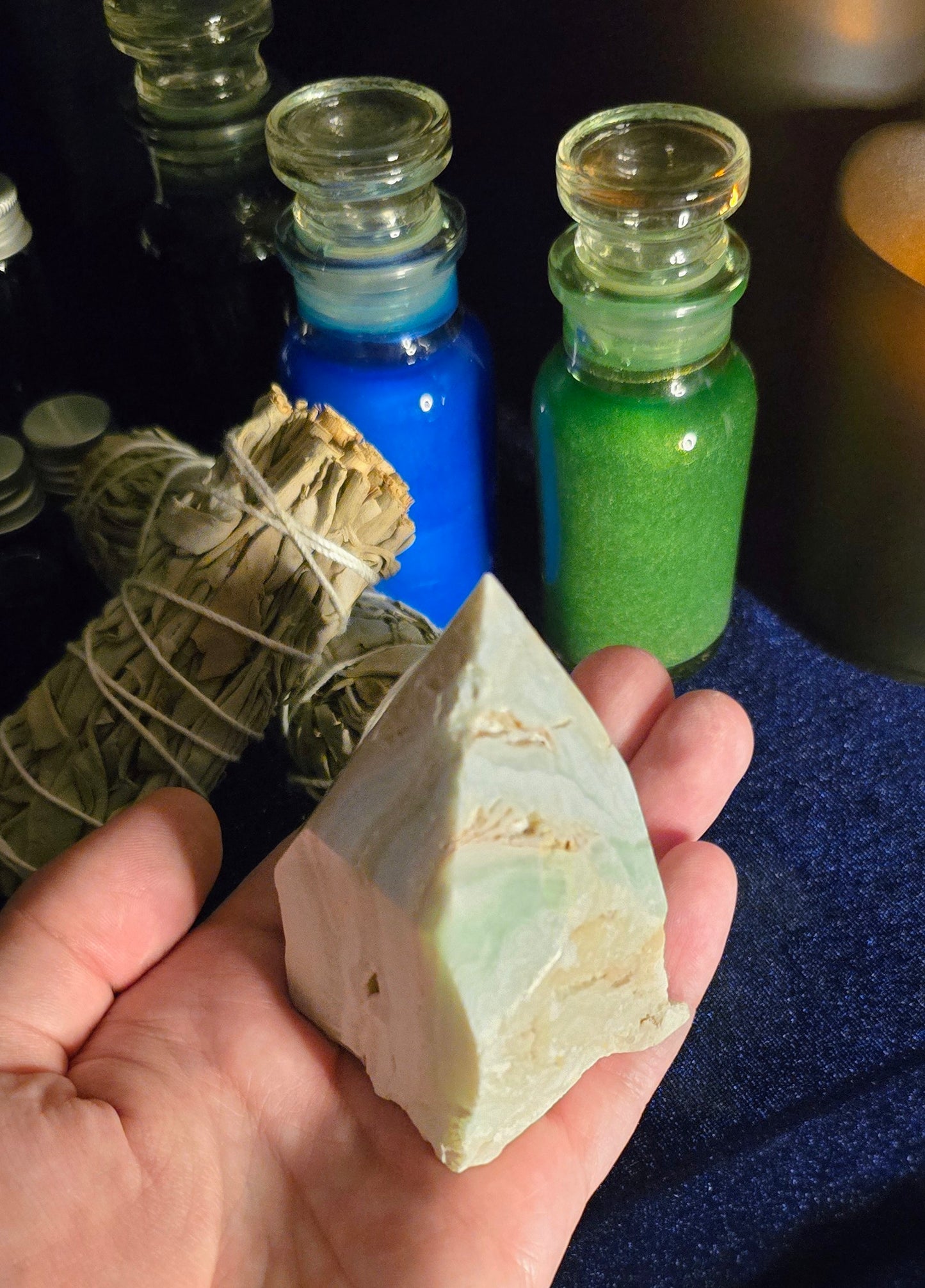 Calcite Caribbean Top Polished Point for Energetic Amplification