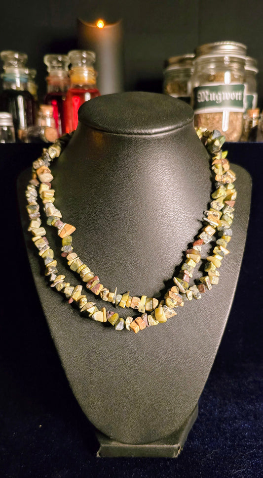 Yellow Turquoise Chip Necklace for Tranquility and Communication
