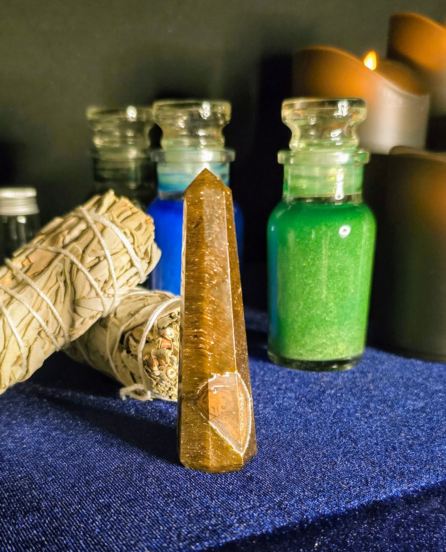 Radiant Tiger Eye Obelisk for Intuition and Courage