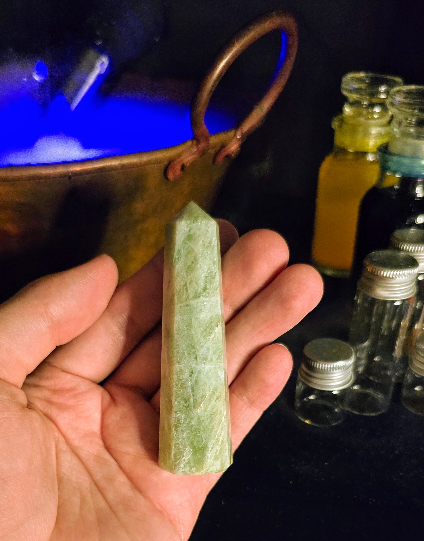 Aquamarine Crystal Obelisk for Calm and Protection