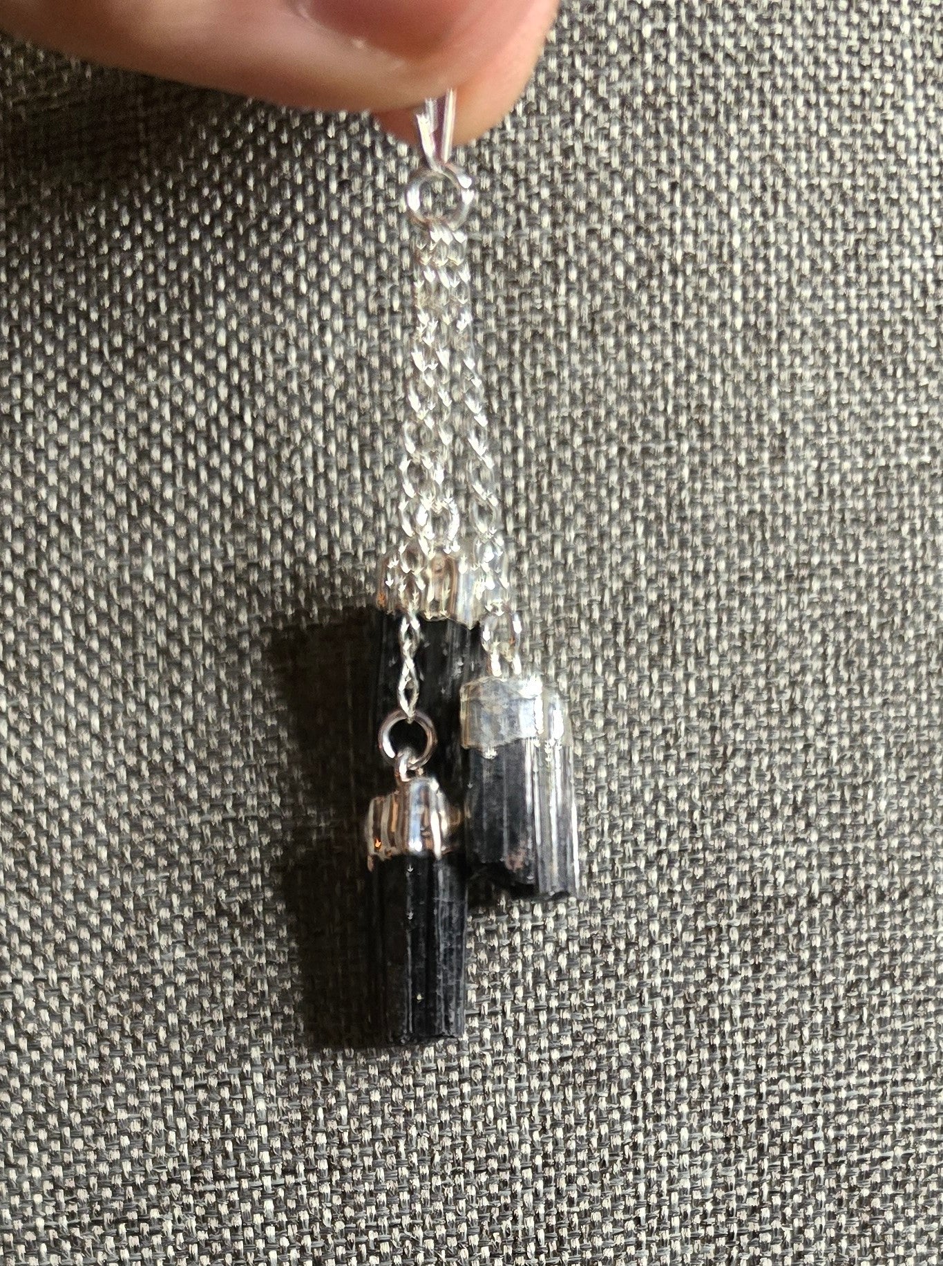 Rough Pendant Amethyst and Black Tourmaline