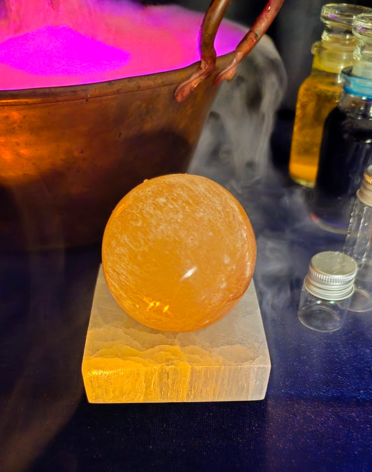 Peach Selenite Sphere – Purifier and High Vibration Charging Tool