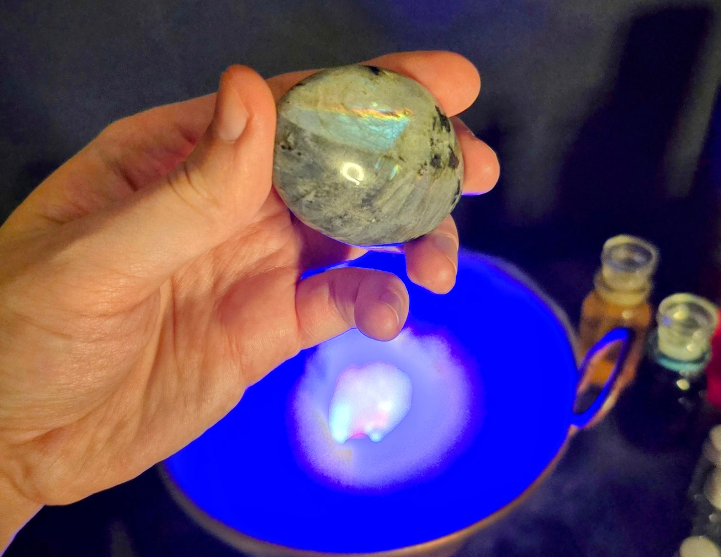 Labradorite Palm Stone – Mystic’s Mirror and Auric Shield