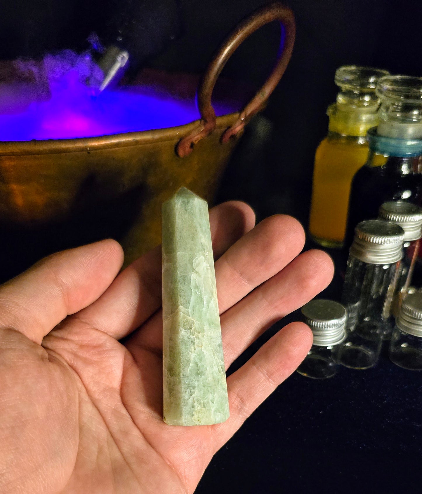 Aquamarine Crystal Obelisk for Calm and Protection