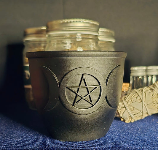 Triple Moon Pentagram Candle Holder for Sacred Illumination and Protection