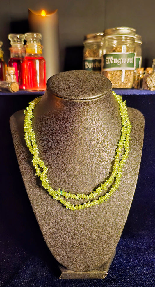 Peridot Chip Necklace for Renewal and Heart Healing