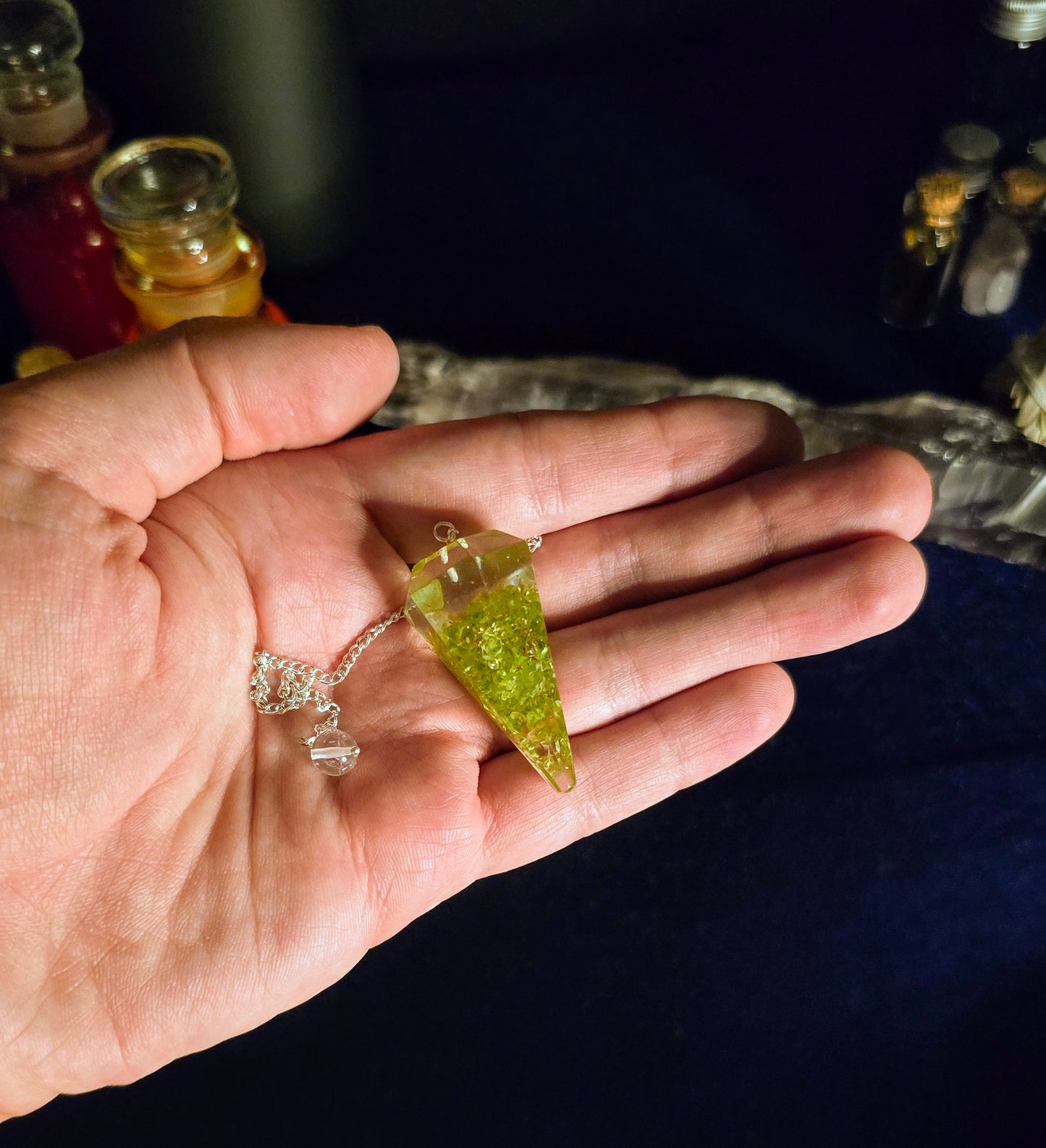 Peridot Orgone Pendulum for Healing and Harmony