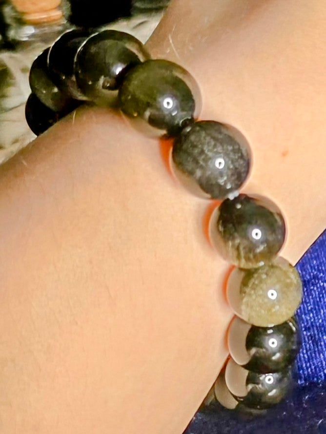 Obsidian Bracelet with Gold Sheen for Protection and Clarity