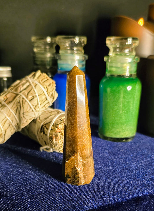 Radiant Tiger Eye Obelisk for Intuition and Courage
