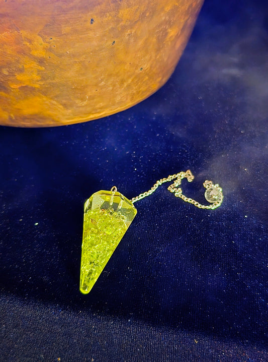 Peridot Orgone Pendulum for Healing and Harmony
