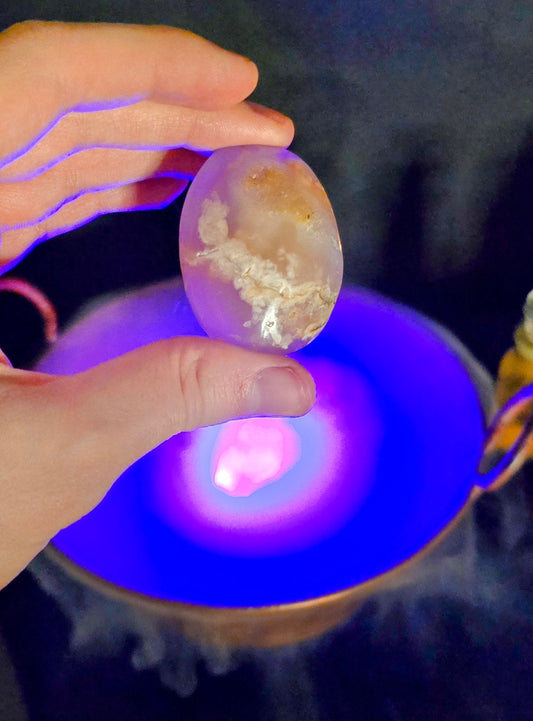 Flower Agate Palm Stone– Seed of Inner Growth, Courage, and Soft Feminine Power