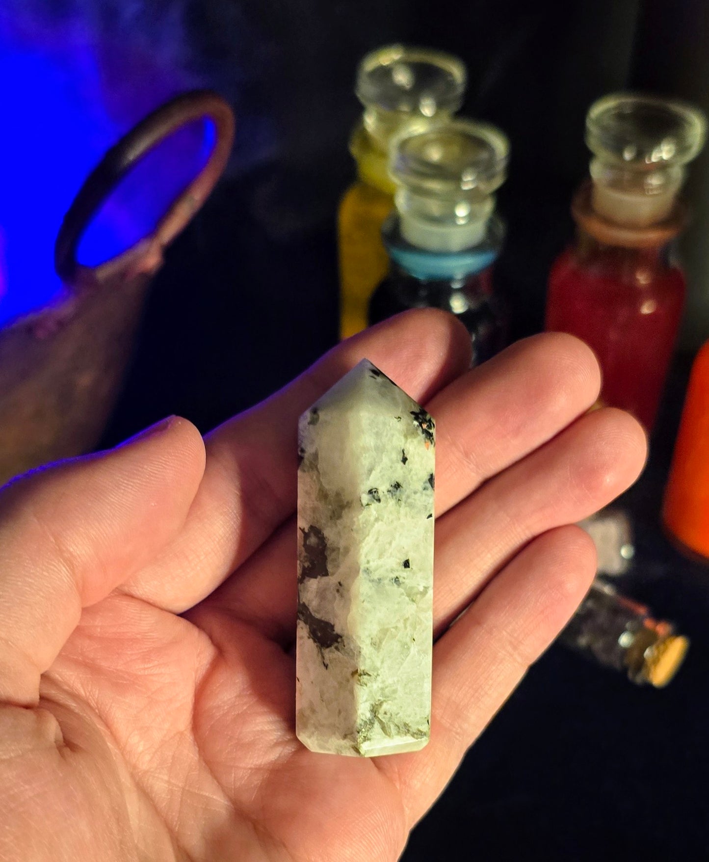 Rainbow Moonstone Obelisk for Protection and Cleansing
