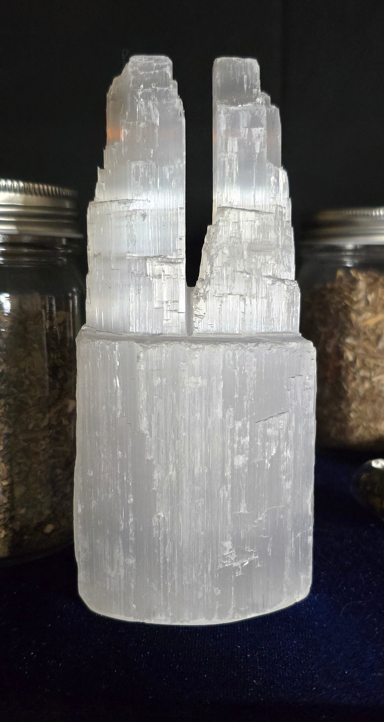 Selenite Twin Tower – Purity & Light Flow | Natural Selenite for Atmosphere Clearing | Crystal for Meditation & Ritual Use